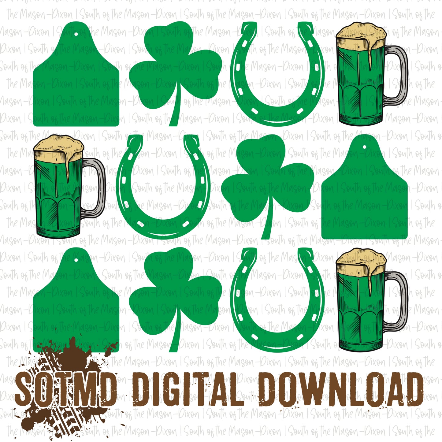 Cowtag, Shamrock, Horseshoe, Green Beer (digital)