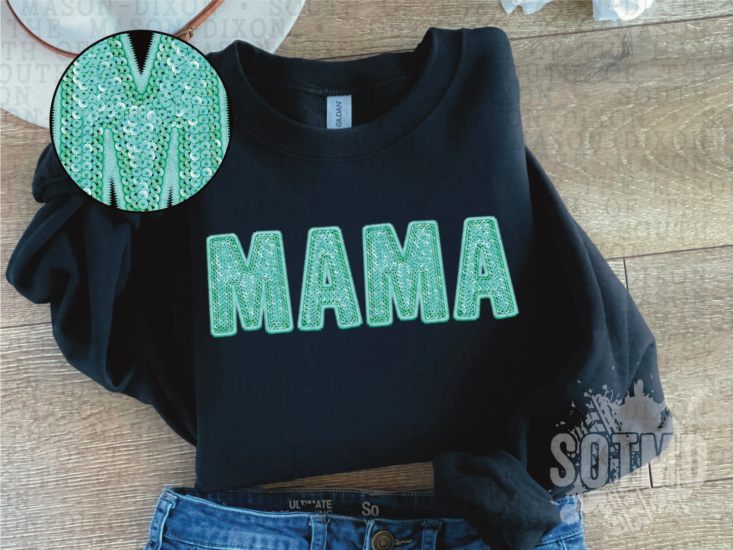 Mama Faux Sequin