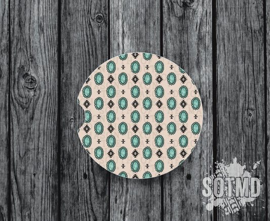 Turquoise & Sand Car Coaster