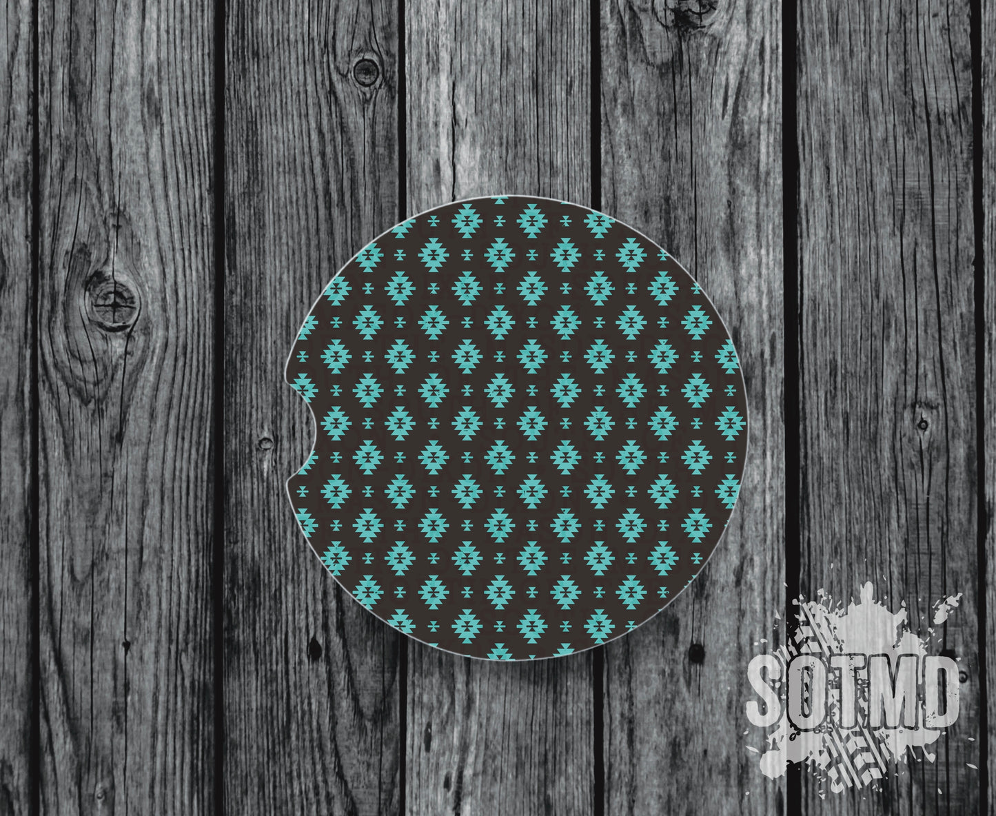 Turquoise Diamond Car Coaster