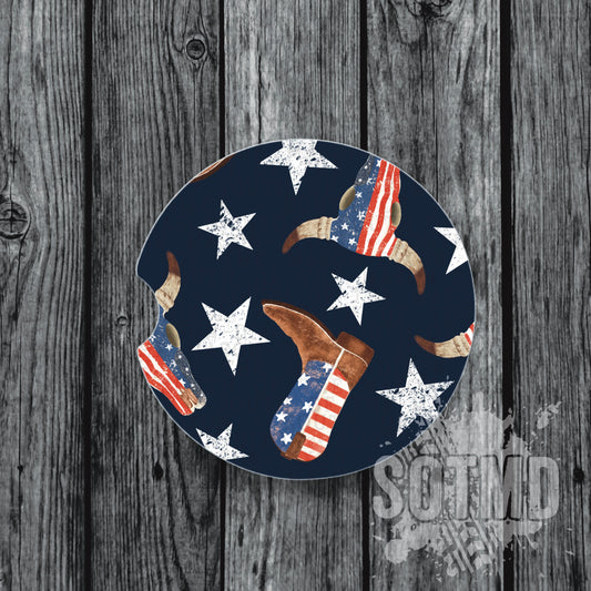 Patriotic Cowboy Car Coasters