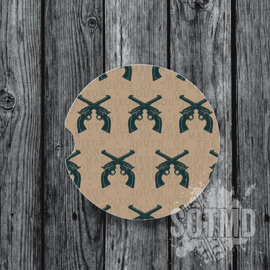 Teal Revolver Car Coasters